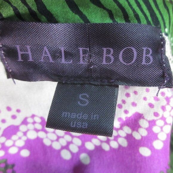 Hale Bob Anthropologie Womens Size S Green Floral Silk Pullover Kimono Dress  - Picture 4 of 13